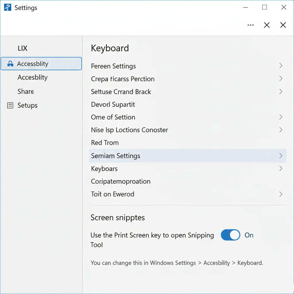 Enable Print Screen key to open Snipping Tool in Windows settings