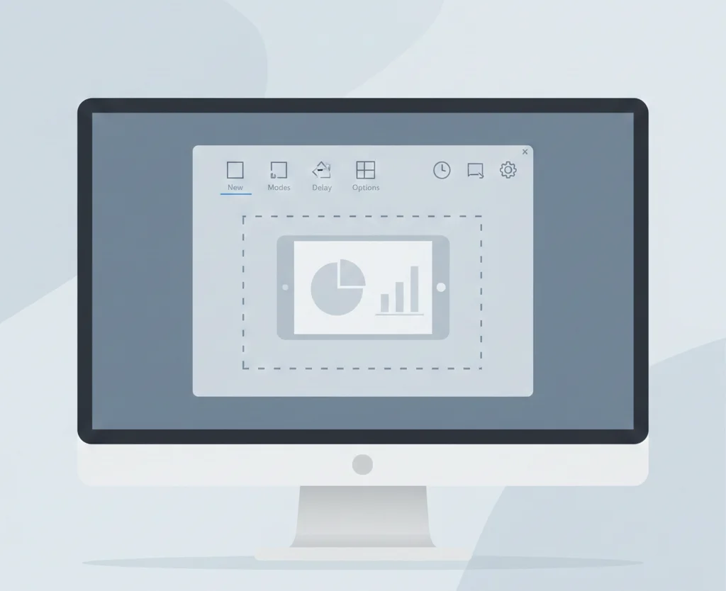 Illustration of the Snipping Tool interface used in a Snipping Tool download guide for Windows