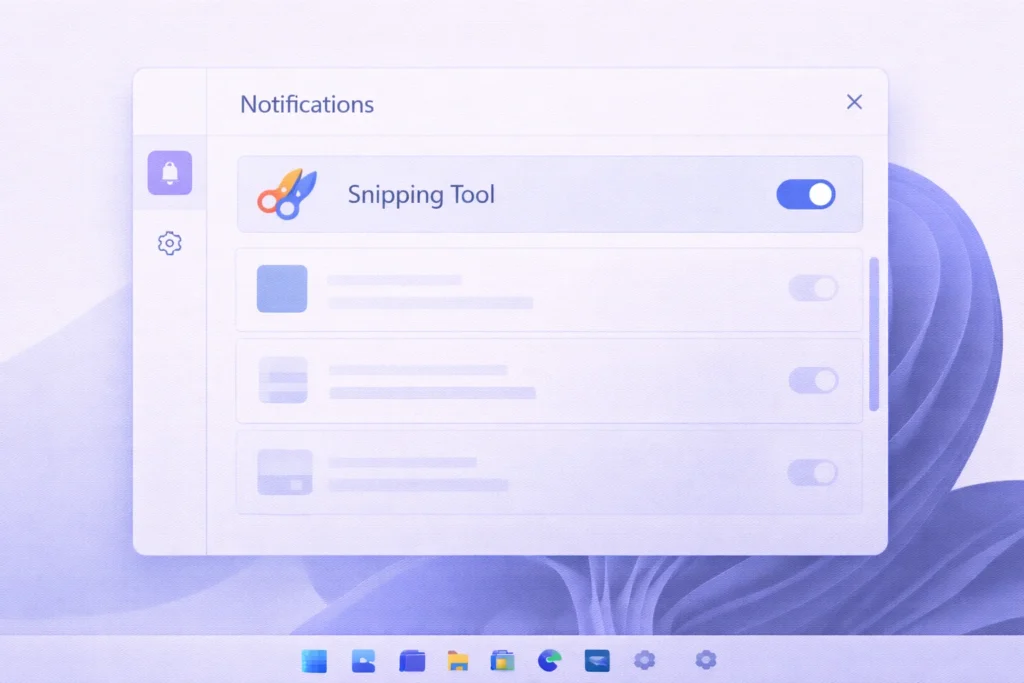 Enable Snipping Tool notifications in Windows settings