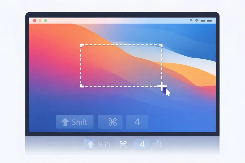Snipping Tool Mac shortcut Shift Command 4 to select area