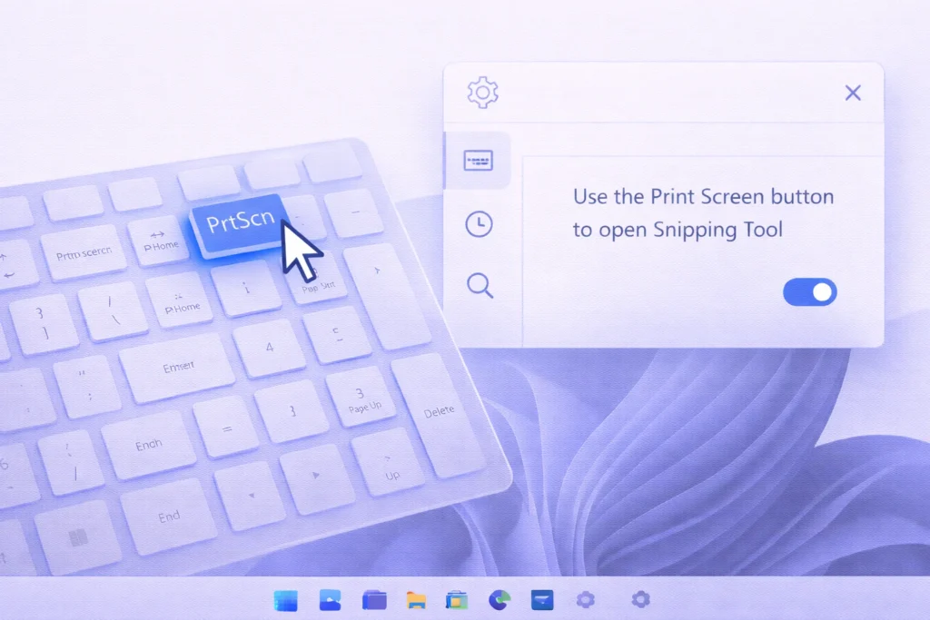 Use Print Screen key to open Snipping Tool