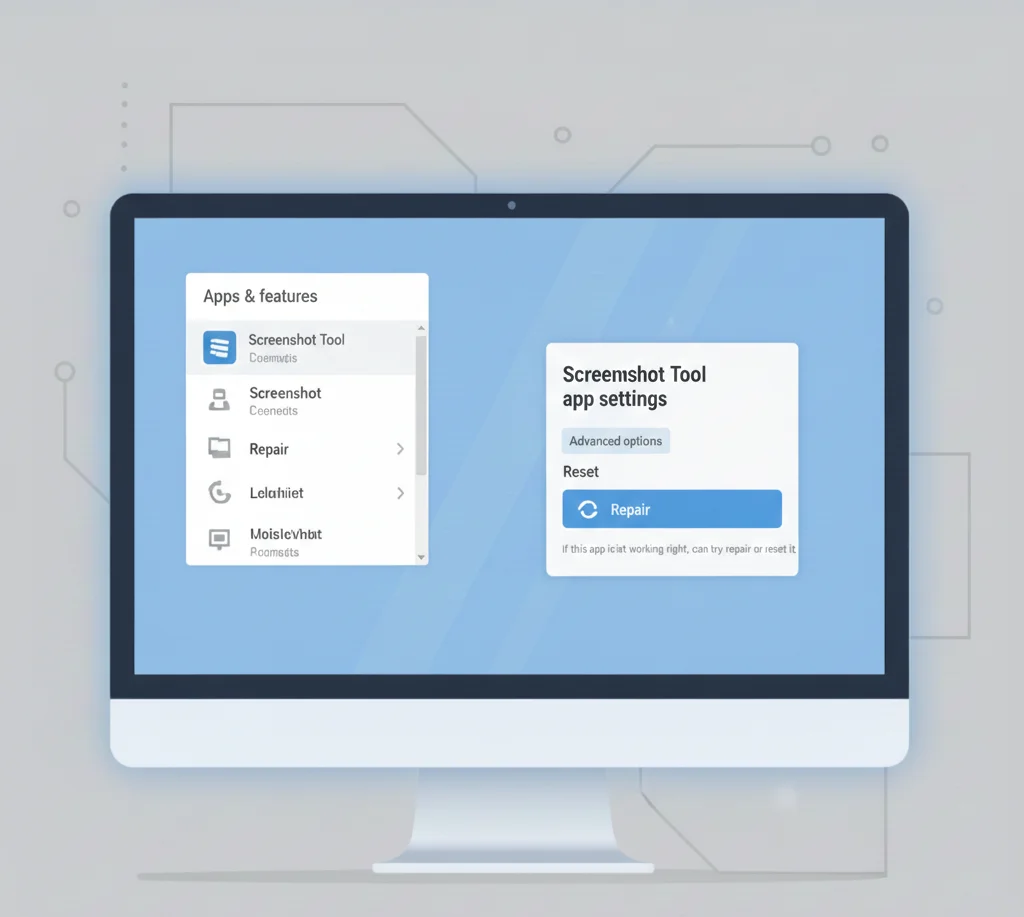 Repair and reset Snipping Tool in Windows settings illustration