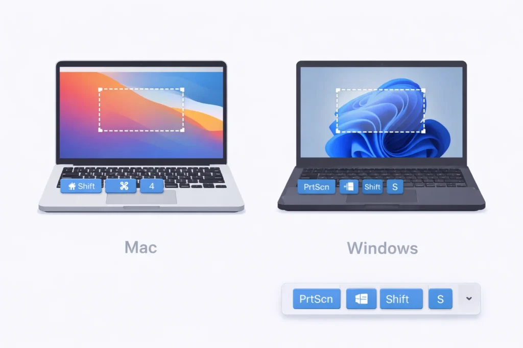 Snipping Tool Mac vs Windows screenshot comparison
