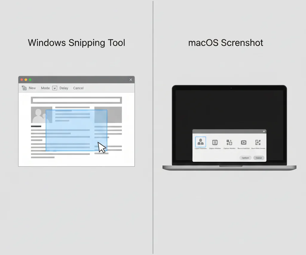 Windows Snipping Tool vs Mac screenshot tool comparison