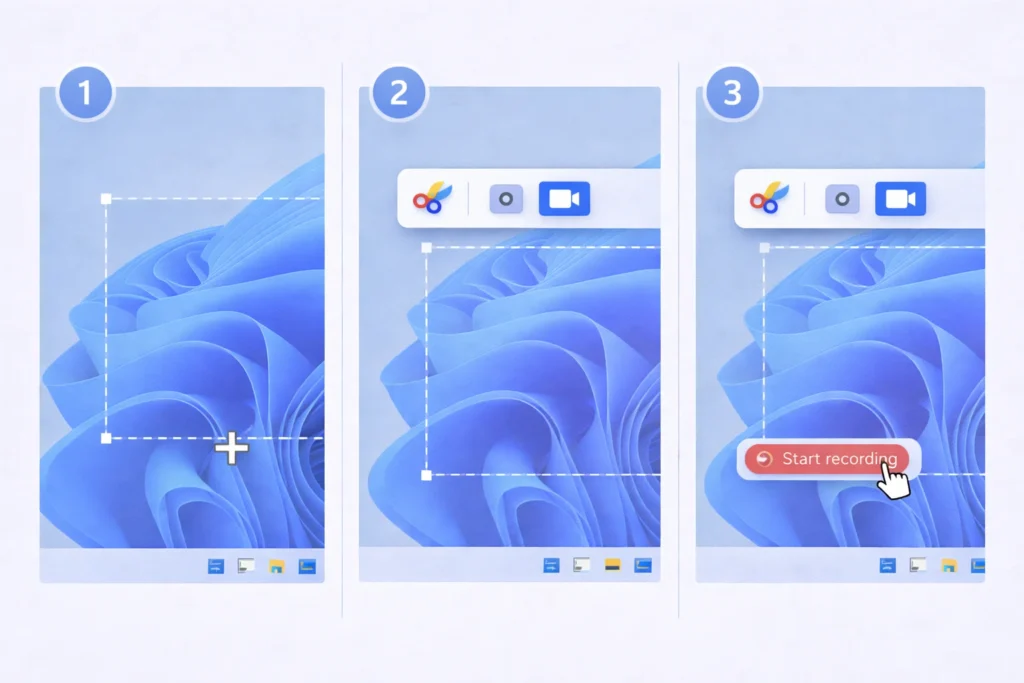 How to use Snipping Tool screen record by selecting area on Windows 11