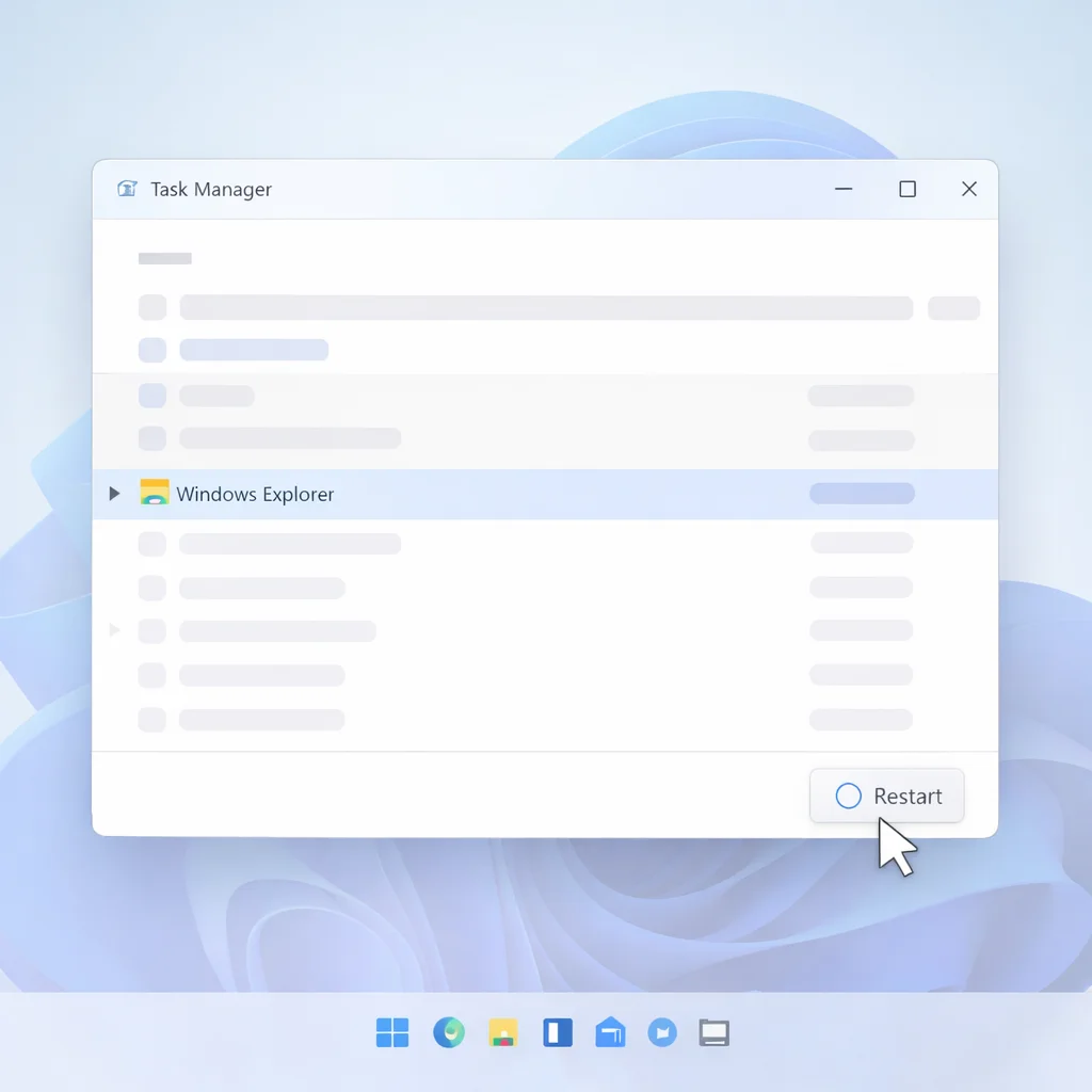 Restart Windows Explorer to fix Snipping Tool freezing issue