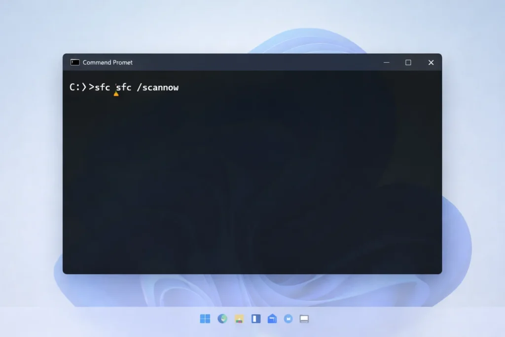 Run sfc scannow to repair system files causing Snipping Tool freeze