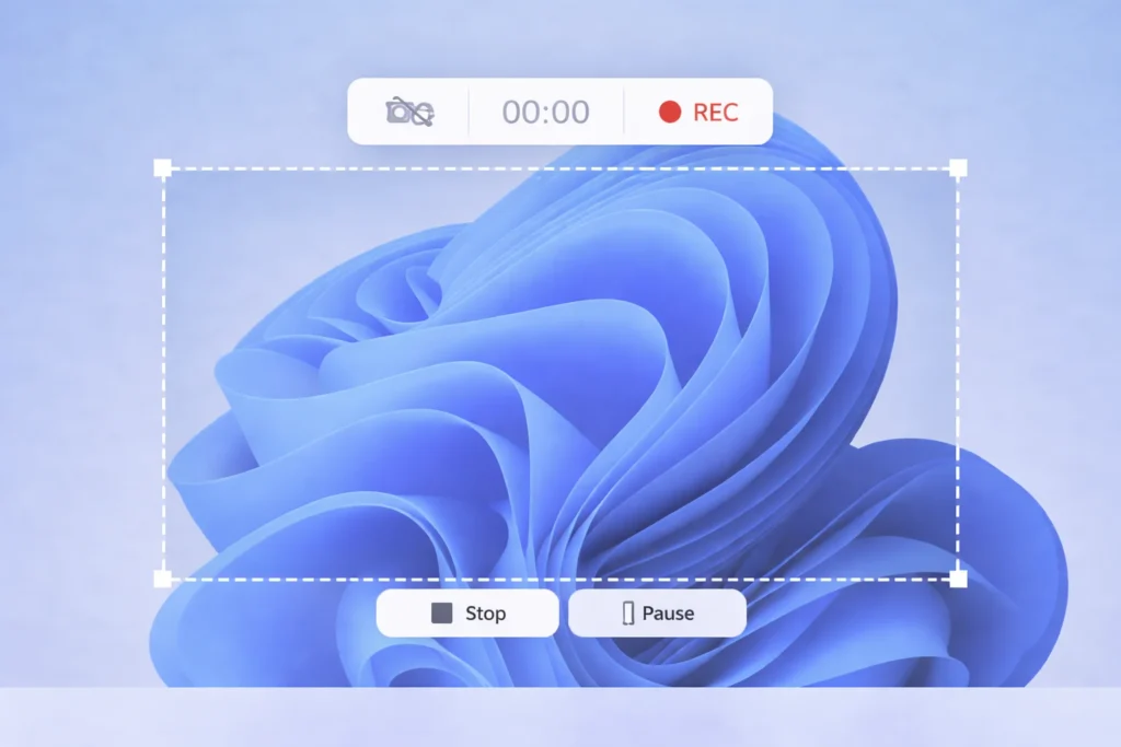 Snipping Tool screen record limitations without webcam or advanced editing