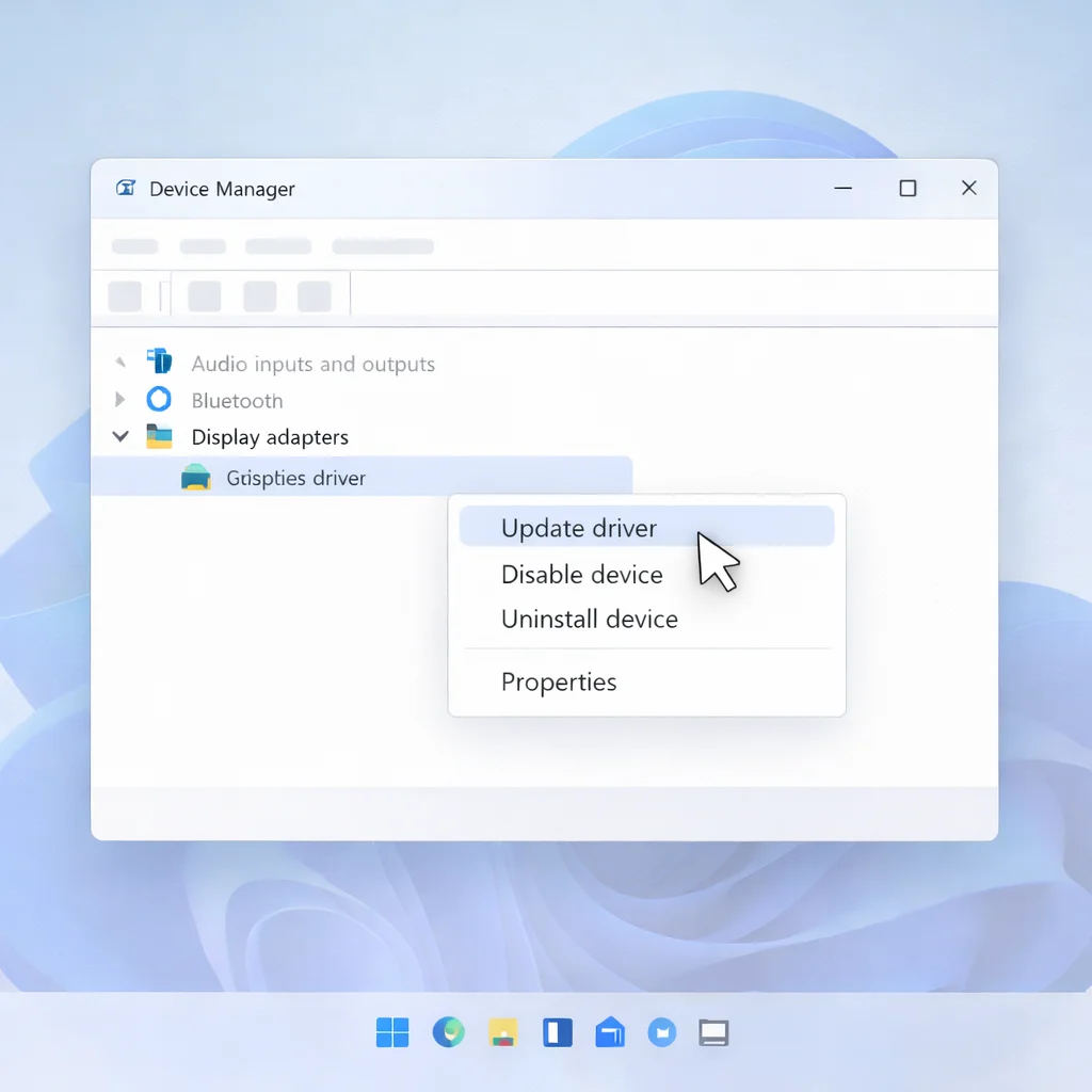 Update display driver to fix Snipping Tool freeze issue