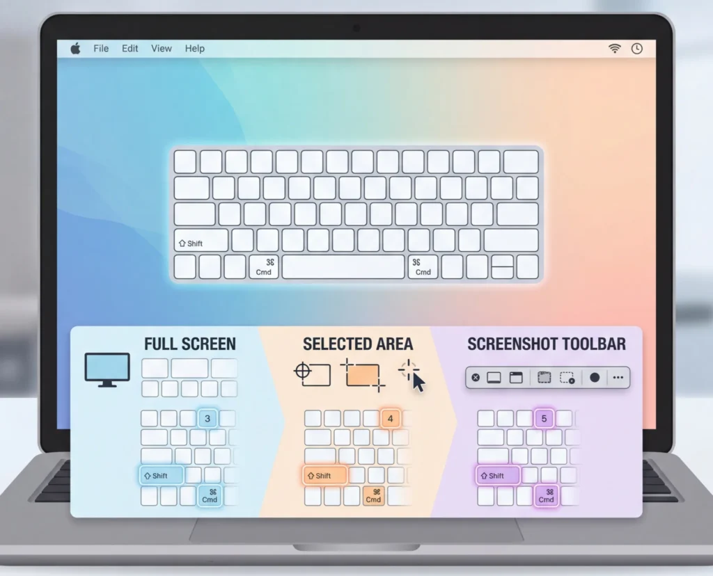 Mac screenshot keyboard shortcuts Command Shift 3 4 5 guide