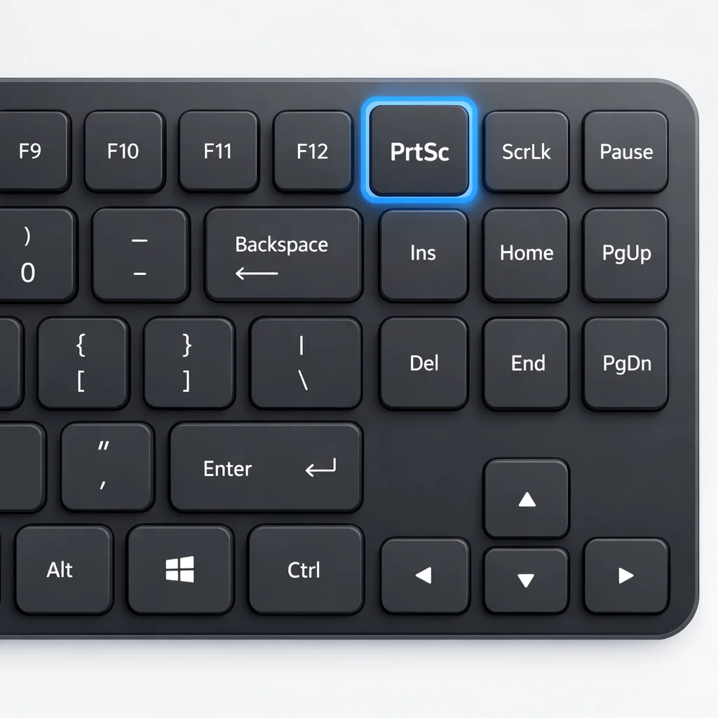 Keyboard highlighting Print Screen key used to take screenshots in Windows