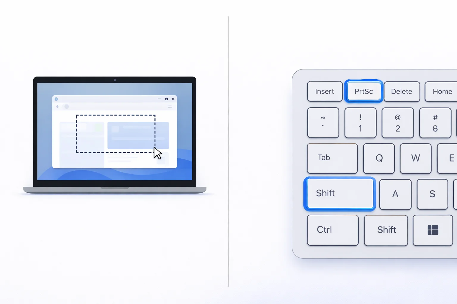 Snipping Tool vs Print Screen comparison illustration on Windows