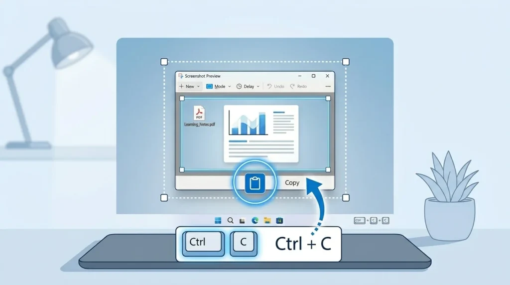 Copy snipped image manually using Ctrl C shortcut