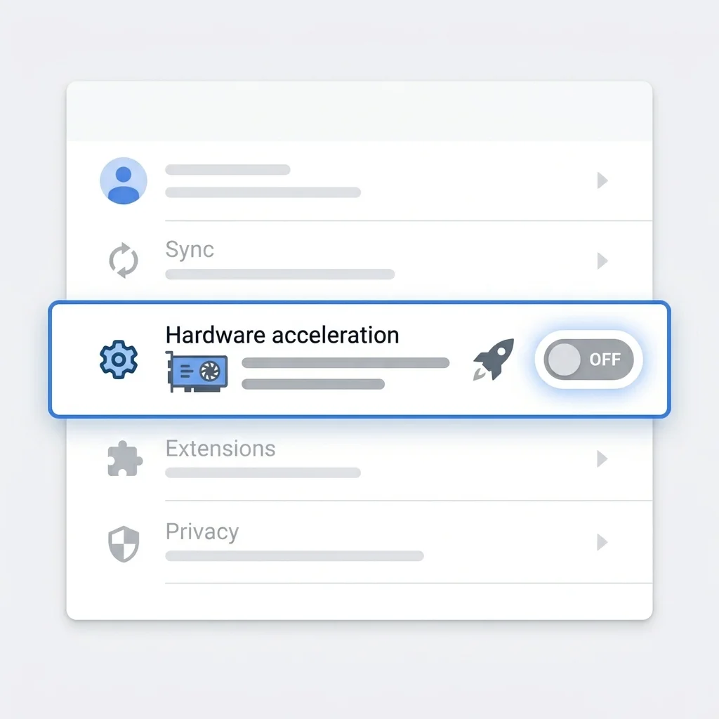Disable hardware acceleration in Chrome to fix black screen screenshot
