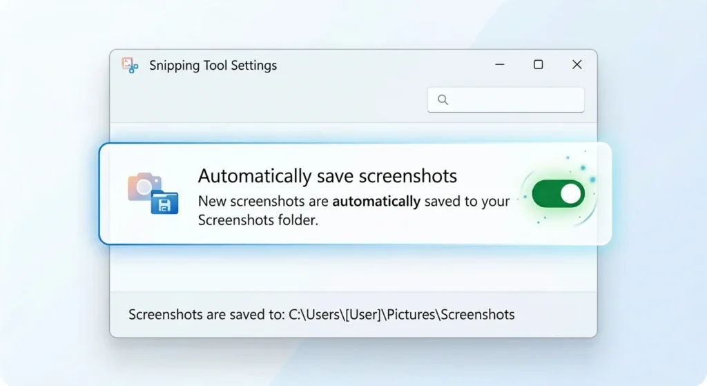 Enable automatically save screenshots setting in Snipping Tool Windows 11