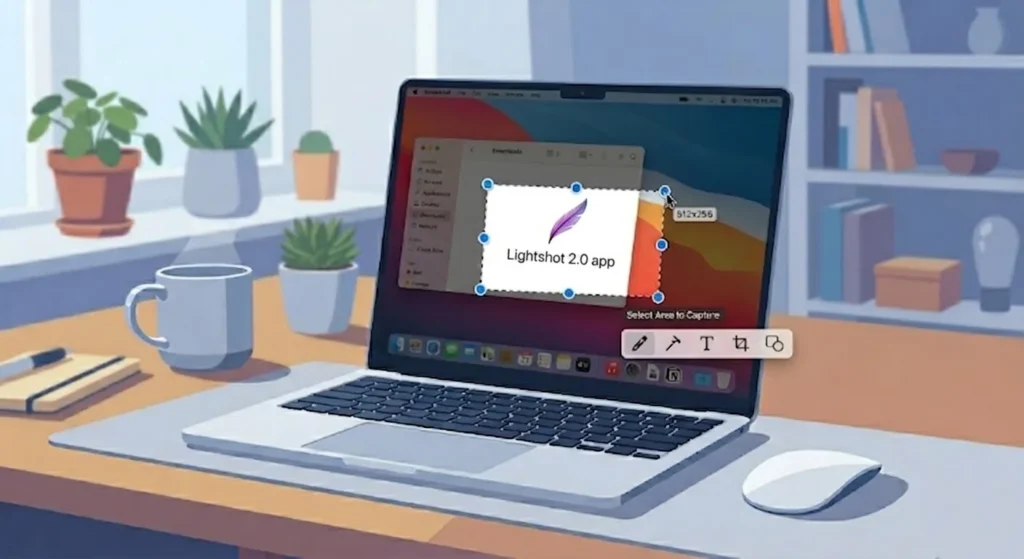 Using Lightshot on Mac to select and capture a screen area