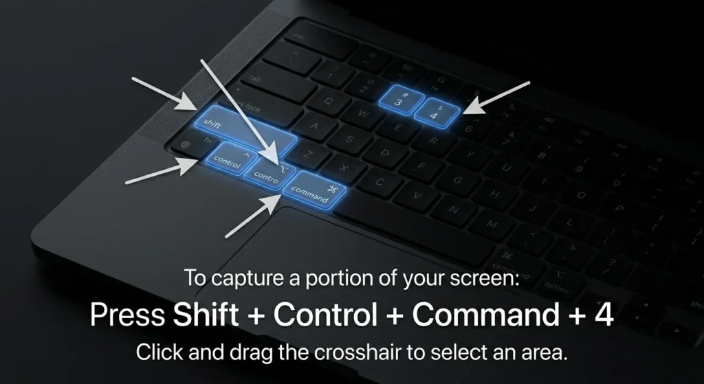 Mac screenshot shortcut Command Control Shift 4 for copying to clipboard