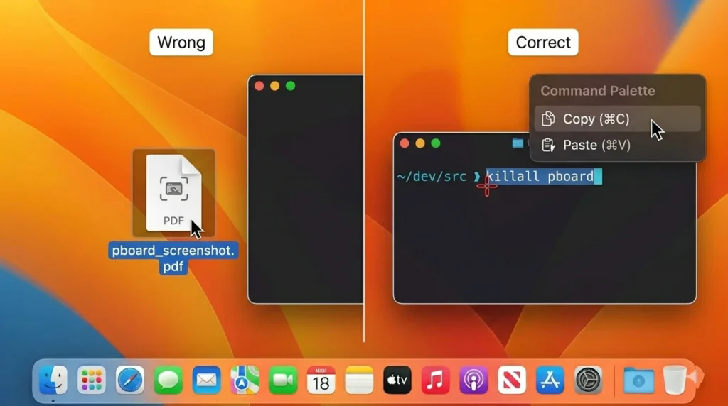 Difference between saving screenshot and copying to clipboard on Mac