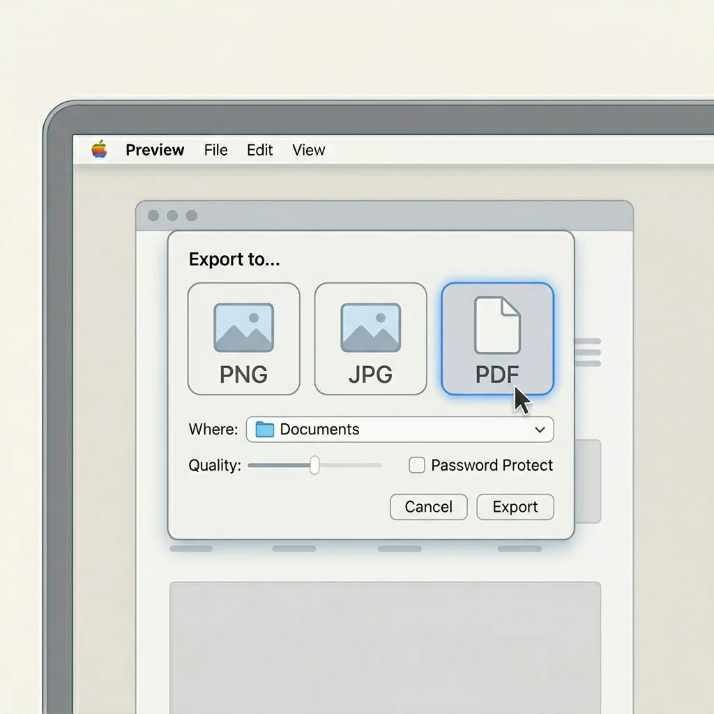 Preview app export screenshot formats PNG JPG PDF