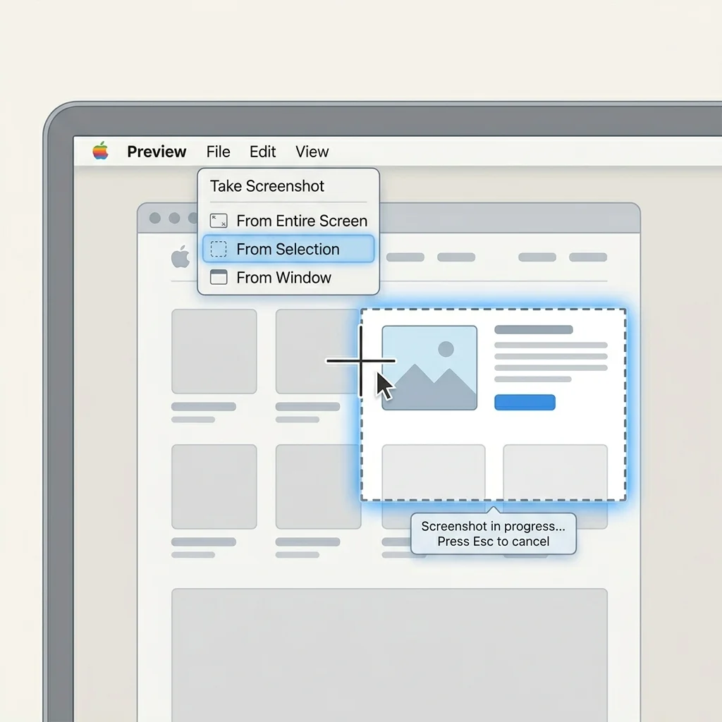 Mac screenshot selection tool capturing selected area