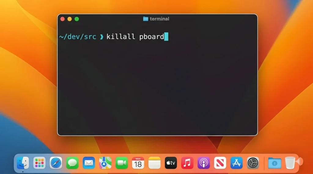 Restart Mac clipboard using killall pboard command in Terminal
