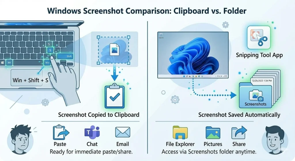 Difference between Win Shift S and Snipping Tool auto save behavior