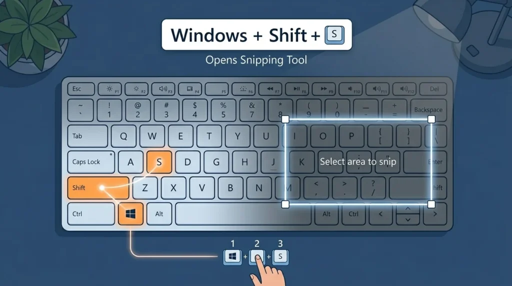 Windows Shift S shortcut for snipping tool screenshot
