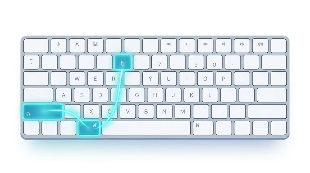 Mac keyboard shortcut Shift Command 5 for screen recording