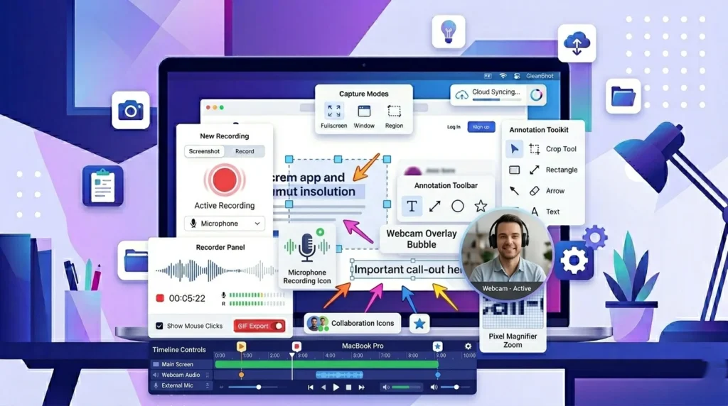 Monosnap screen recording interface on Mac