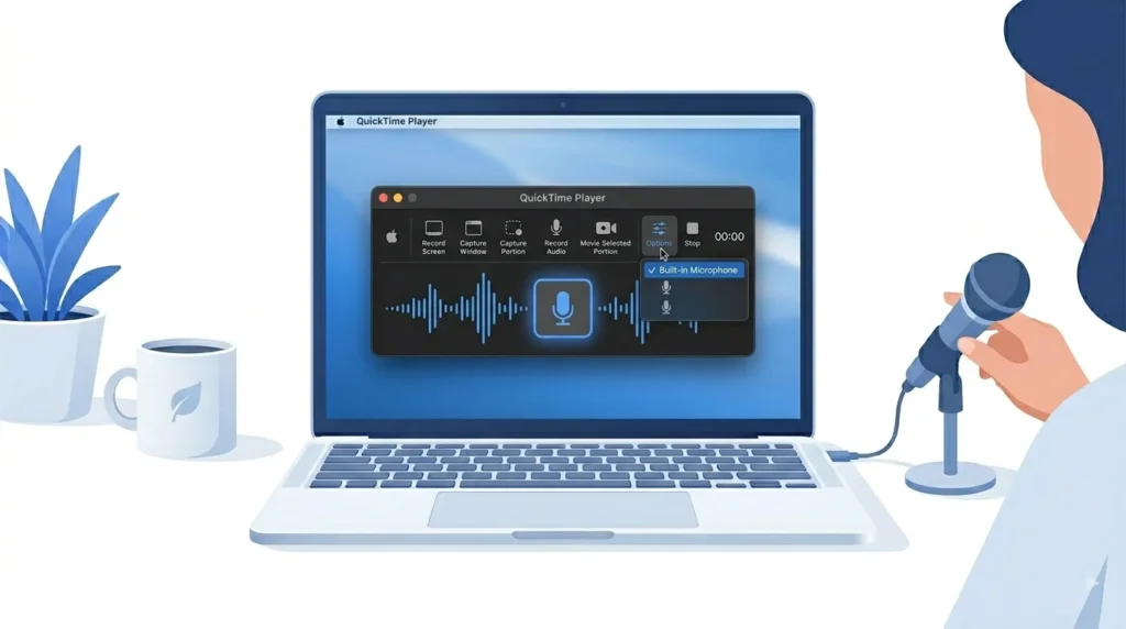 QuickTime Player screen recording on Mac