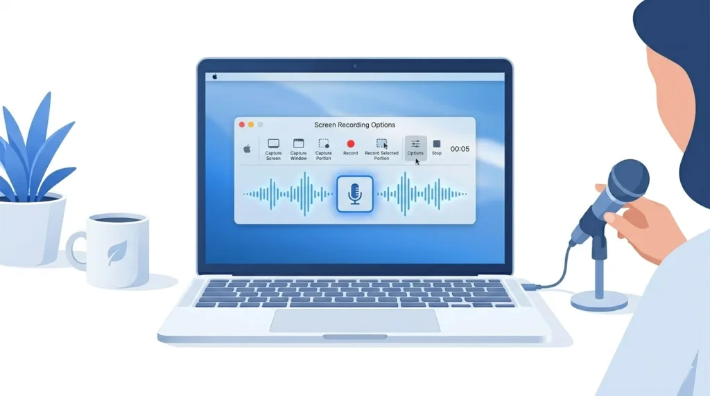 Enable microphone audio while screen recording on Mac