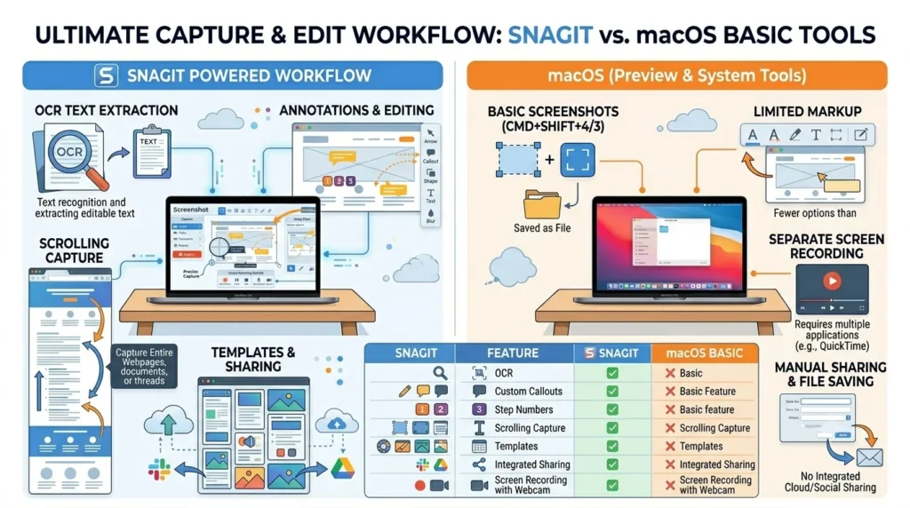 Snagit for Mac versus built in macOS screenshot tool