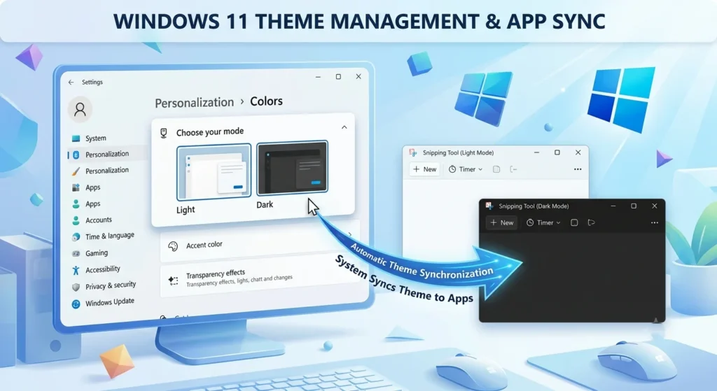 Snipping Tool following Windows system theme