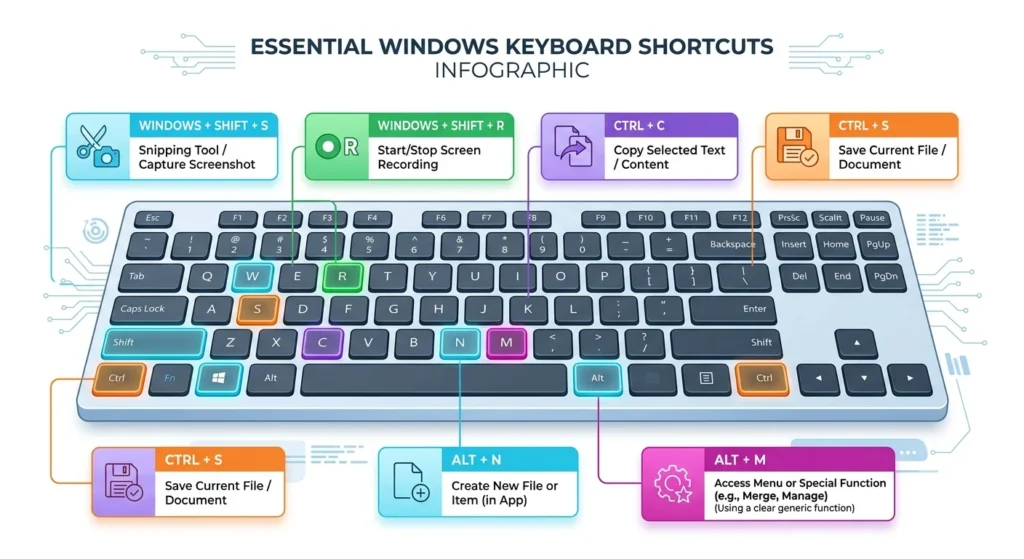 Useful keyboard shortcuts for the Windows Snipping Tool