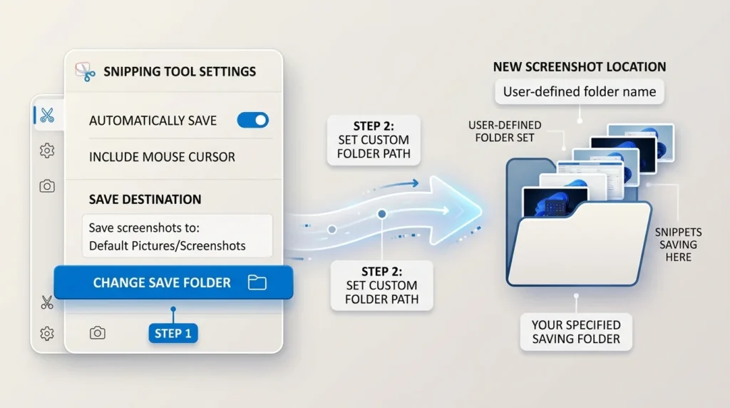 Change Snipping Tool screenshot save location in Windows 11