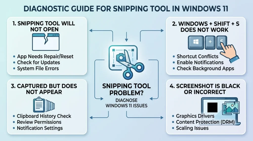Diagnosing common Snipping Tool problems in Windows 11