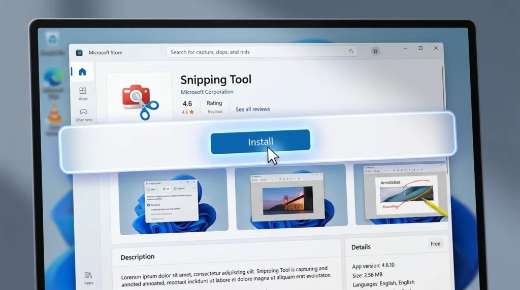 Reinstall Snipping Tool from Microsoft Store