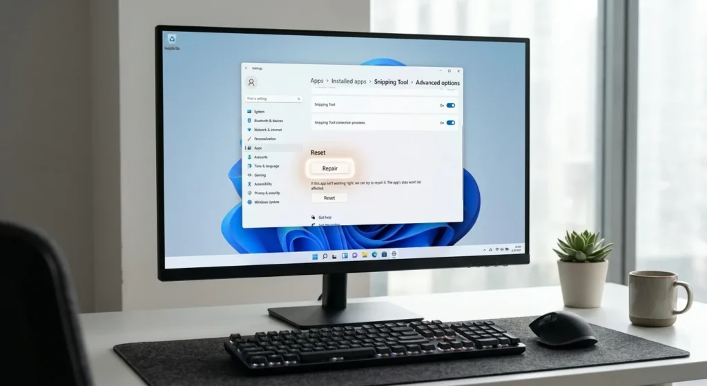 Repair Snipping Tool using Windows 11 Settings