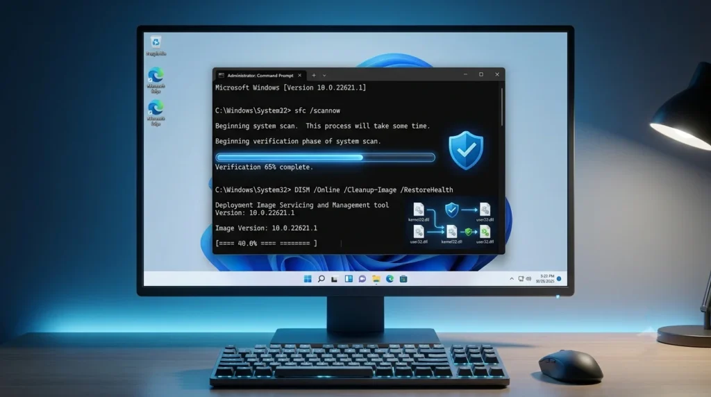 Running SFC and DISM to repair Windows system files