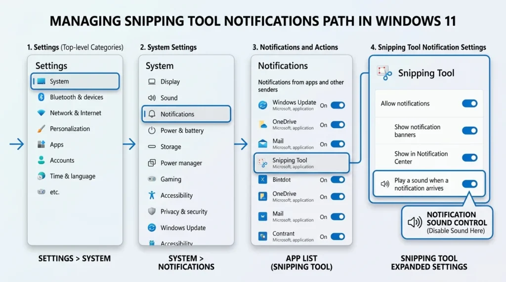 Windows 11 Snipping Tool notification settings