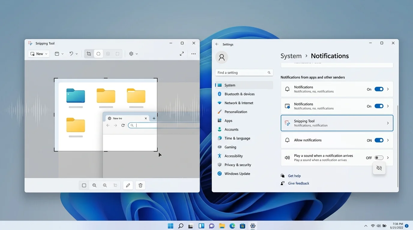 How to turn off Snipping Tool sounds in Windows 11