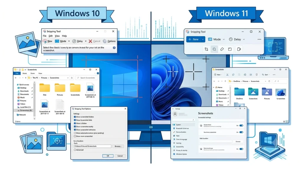 Windows 10 vs Windows 11 Snipping Tool comparison
